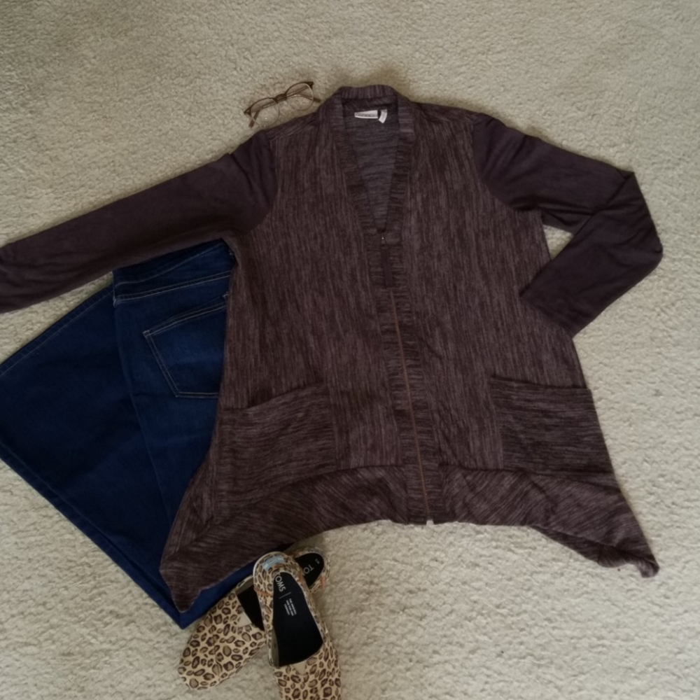 LOGO Cardi Faux Suede Sleeves
